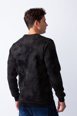 Men's Long Sleeves Round Neckline Marble Pattern Comfortable Casual Slim Fit Sweatshirt