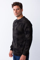 Men's Long Sleeves Round Neckline Marble Pattern Comfortable Casual Slim Fit Sweatshirt