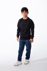 Boy's Long Sleeves Rounded Neckline Marble Pattern Ribbed Cuffs Slim Fit Sweatshirt