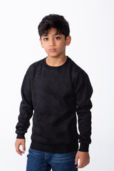 Boy's Long Sleeves Rounded Neckline Marble Pattern Ribbed Cuffs Slim Fit Sweatshirt