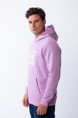 Men's Kangaroo Front Pockets Long Sleeves Design With Hooded Text Print Detail Slim Fit Melton Sweatshirt