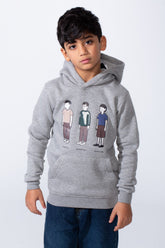 Boy's Character Graphic Print hood design Kangaroo Pocket Slim Fit Melton Sweatshirt