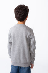 Boy's Long Sleeve Crew Neck Letter Front Print Comfy Slim Fit Sweatshirt