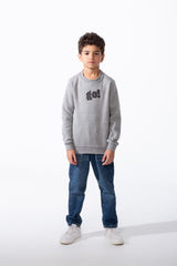 Boy's Long Sleeve Crew Neck Letter Front Print Comfy Slim Fit Sweatshirt