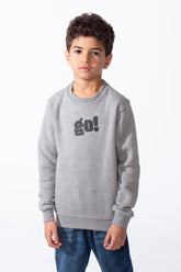 Boy's Long Sleeve Crew Neck Letter Front Print Comfy Slim Fit Sweatshirt
