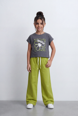 Girl's Graphic Co-Ord Set Featuring Floral Inspired Front Artwork Contrast Typography Detail Outfit