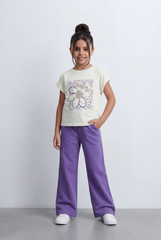 Girl's Tomato Store Graphic Co-Ord Set Featuring Floral Inspired Front Artwork Contrast Typography Detail Outfit