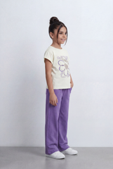 Girl's Tomato Store Graphic Co-Ord Set Featuring Floral Inspired Front Artwork Contrast Typography Detail Outfit