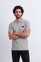 Men's Tomato Store Cotton Pique Polo T-Shirt Minimal Chest Badge Three-Button Placket Clean Collar Detail Tailored Slim Fit