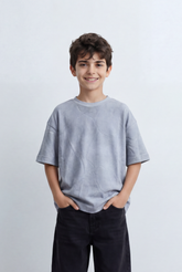 Boy’s Tomato Store Textured Oversized T-Shirt Tonal Crinkle Surface Relaxed Drop Shoulder