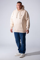 Men's Long Sleeves With Ribbed Cuffs Front Kangaroo Pockets Basic Big Size Hooded Melton Sweatshirt
