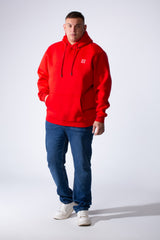 Men's Long Sleeves With Ribbed Cuffs Front Kangaroo Pockets Basic Big Size Hooded Melton Sweatshirt