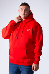 Men's Long Sleeves With Ribbed Cuffs Front Kangaroo Pockets Basic Big Size Hooded Melton Sweatshirt