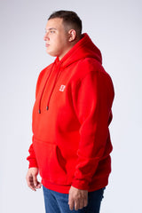 Men's Long Sleeves With Ribbed Cuffs Front Kangaroo Pockets Basic Big Size Hooded Melton Sweatshirt