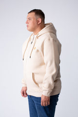 Men's Full-Zip Long Sleeve Side Pockets Basic Hooded Big Size Sweatshirt
