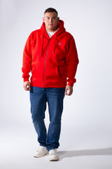 Men's Full-Zip Long Sleeve Side Pockets Basic Hooded Big Size Sweatshirt
