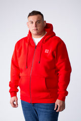 Men's Full-Zip Long Sleeve Side Pockets Basic Hooded Big Size Sweatshirt