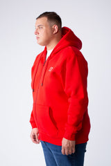 Men's Full-Zip Long Sleeve Side Pockets Basic Hooded Big Size Sweatshirt