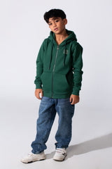 Boy's Tomato Store Zip-Up Split Kangaroo Pocket Hooded Slim Fit Melton Sweatshirt