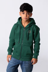 Boy's Tomato Store Zip-Up Split Kangaroo Pocket Hooded Slim Fit Melton Sweatshirt
