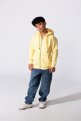 Boy's Tomato Store Zip-Up Split Kangaroo Pocket Hooded Slim Fit Melton Sweatshirt