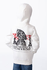 Boy's Zip-Up Unique Black Drawstrings Bold Back Graphic Print Sweatshirt