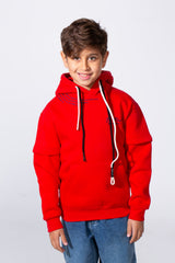 Boy's Unique Long Sleeves One Shoulder Print Casual Comfy Slim Fit Melton Hooded Sweatshirt
