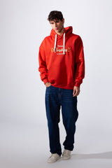 Men's Center Front Print Oversized Hooded Sweatshirt