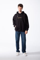 Men's Milton Oversized Hoodie Sweatshirt With Text Print And Front Kangaroo Pocket