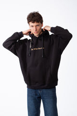 Men's Milton Oversized Hoodie Sweatshirt With Text Print And Front Kangaroo Pocket