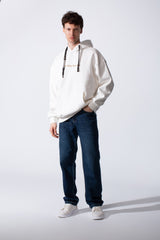 Men's Milton Oversized Hoodie Sweatshirt With Text Print And Front Kangaroo Pocket