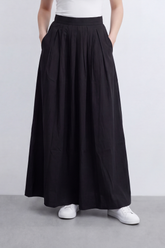 Women's Tomato Store Lightweight Woven Maxi Skirt High-Rise Waist Soft Pleated Detail Flowing A-Line