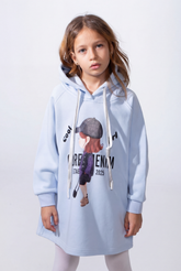 Girl's Slim Fit Long-Sleeve Playful Graphic Print Cozy Casual Melton Hooded Sweatshirt