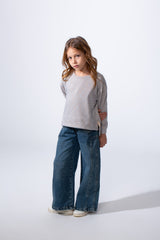Girl's Long Sleeve Round Neckline Small Side Slits With Longer Back Than The Front Slim Fit Easy To Wear Daily Sweatshirt