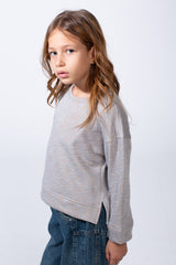 Girl's Long Sleeve Round Neckline Small Side Slits With Longer Back Than The Front Slim Fit Easy To Wear Daily Sweatshirt