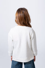 Girl's Long Sleeve Round Neckline Small Side Slits With Longer Back Than The Front Slim Fit Easy To Wear Daily Sweatshirt