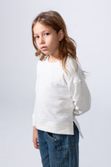 Girl's Long Sleeve Round Neckline Small Side Slits With Longer Back Than The Front Slim Fit Easy To Wear Daily Sweatshirt