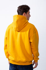 Men's Hooded Practical Text Print Front Pockets Slim Fit Melton Sweatshirt