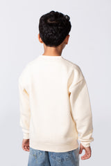 Boy's Round Neckline Long Sleeve Oversize With Front Letter Print Melton Fabric Casual Look Sweatshirt
