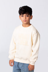 Boy's Round Neckline Long Sleeve Oversize With Front Letter Print Melton Fabric Casual Look Sweatshirt