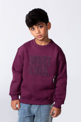 Boy's Round Neckline Long Sleeve Oversize With Front Letter Print Melton Fabric Casual Look Sweatshirt