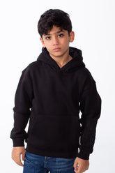 Boy's Long Sleeves Hood Kangaroo Pocket Versatile Basic Comfy Piece Oversize Melton Sweatshirt