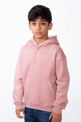 Boy's Long Sleeves Hood Kangaroo Pocket Versatile Basic Comfy Piece Oversize Melton Sweatshirt