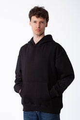 Men's Long Sleeves Hood Kangaroo Pocket Versatile Basic Comfy Piece Oversize Melton Sweatshirt