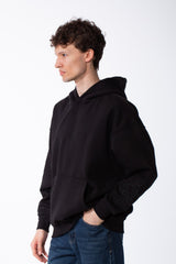 Men's Long Sleeves Hood Kangaroo Pocket Versatile Basic Comfy Piece Oversize Melton Sweatshirt