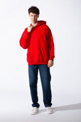 Men's Long Sleeves Hood Kangaroo Pocket Versatile Basic Comfy Piece Oversize Melton Sweatshirt
