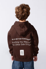 Boy's Long Sleeve With Unique Front And Back Print Oversize Everyday Wear Melton Hooded Sweatshirt