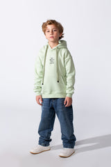 Boy's Long Sleeve With Unique Front And Back Print Oversize Everyday Wear Melton Hooded Sweatshirt