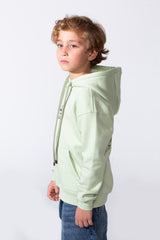 Boy's Long Sleeve With Unique Front And Back Print Oversize Everyday Wear Melton Hooded Sweatshirt