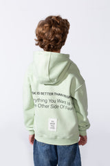 Boy's Long Sleeve With Unique Front And Back Print Oversize Everyday Wear Melton Hooded Sweatshirt
